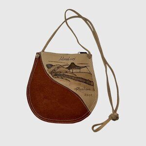 Handcrafted Honduras Roatán 2012 Leather Souvenir Bag & Wallet Set